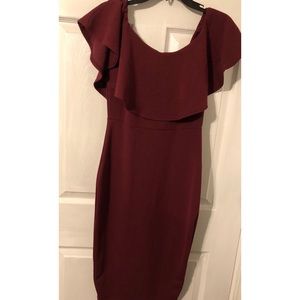 Burgundy off the shoulder dress